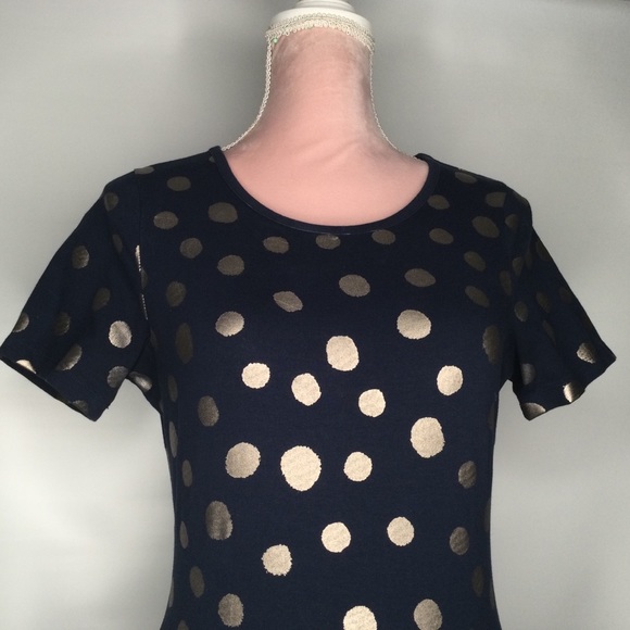 French Connection Navy and Gold Polka Dot Dress - Picture 4 of 11